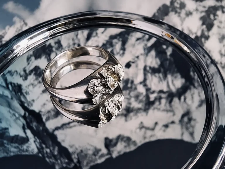 Bague montagne ovale format wide, bijou montagne personnalisé en argent 925