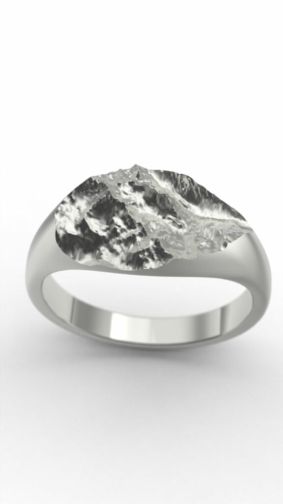 Bague montagne ovale slim de la Pierra Menta, vue de dessus